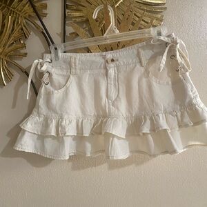 Edikted Cream Skirt with Button Detail